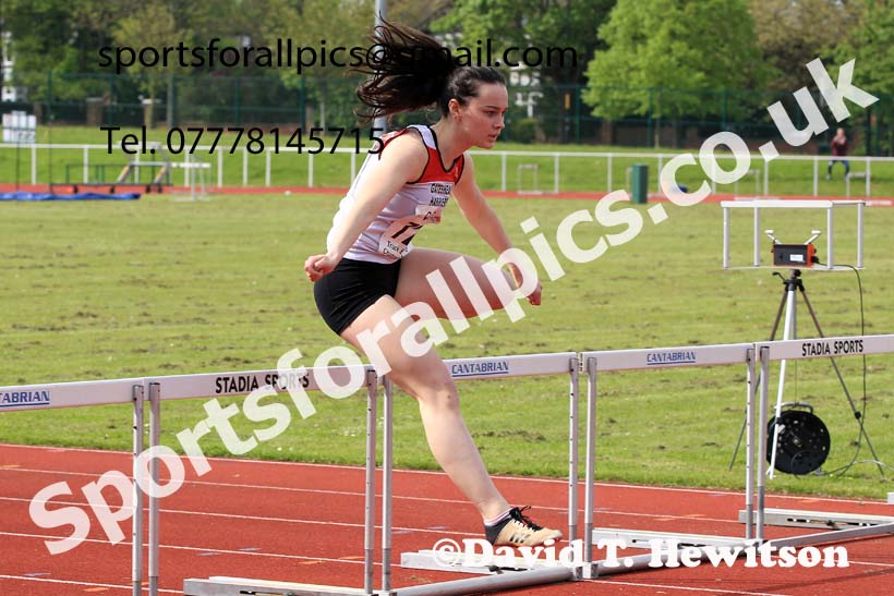 Womens Under-20s 400 metres Hurdles, 2023 North Eastern Track and Field Champs., Middlesbrough Sports Village, Middlesbrough. Photo: David T. Hewitson/Sports for All Pics
